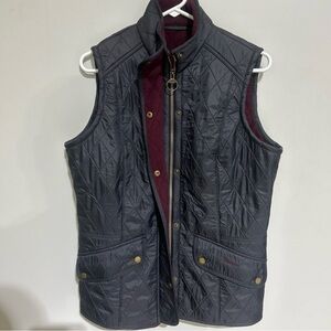 Barbour SLEEVELESS Vest Jacket Womens Size 16 Quilted FOR THE Outdoors. NAVY BLU
